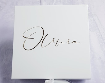 Personalized Magnetic Gift Box: Luxury Keepsake with Ribbon Tie, Wedding Gift Box