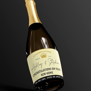 Personalisiertes neues Zuhause Geschenk, neues Zuhause Weinetikett, zum ersten Mal Hausbesitzer Geschenk, Herzlichen Glückwunsch zu Ihrem neuen Zuhause Champagner Etikett, Weinetikett
