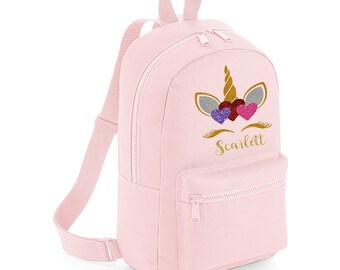 PERSONALISED UNICORN TODDLER KIDS CHILDS BACK PACK GIRLS NURSERY BAG BDAY GIFT