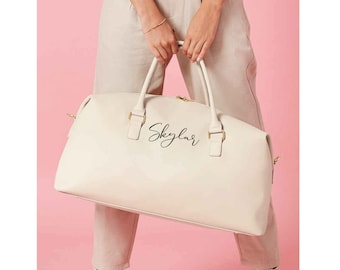 Bolso personalizado con iniciales, bolso de fin de semana con iniciales, bolso de piel sintética, bolso con monograma, bolso de mano, bolsos para mujer, bolso con correa