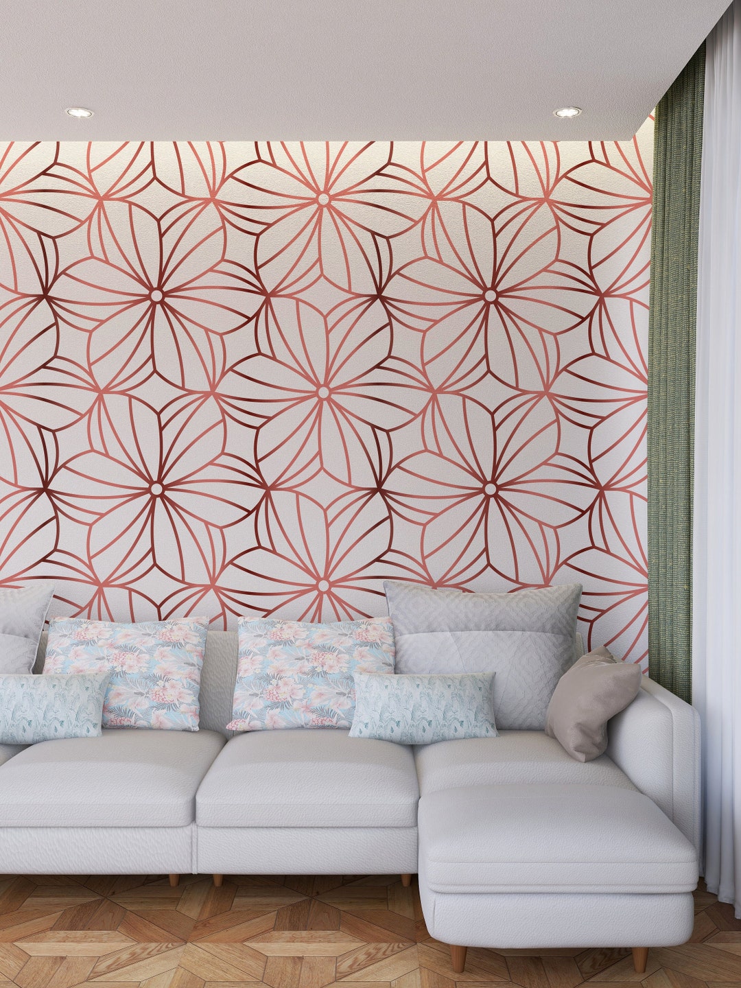 Rose Gold Geometric Peel and Stick Wall Paper Minimalistic Etsy