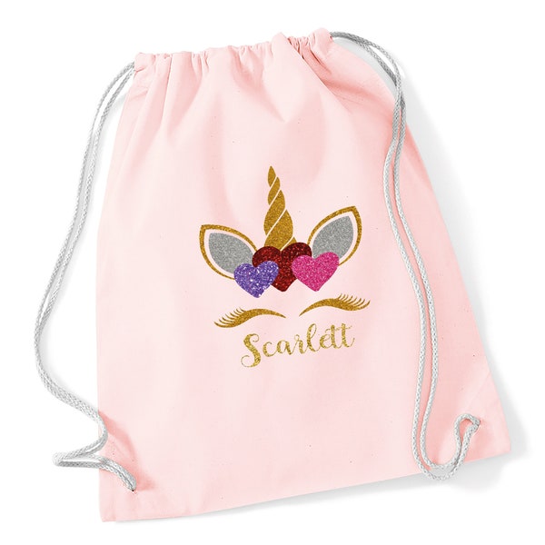 Personalised Unicorn Gym bag for Kids, Girls Unicorn PE Bag, Personalised Unicorn Drawstring Bag, Christmas gift for Kids Girls Birthday