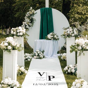 Personalisierter Hochzeitläufer - Individuelles Monogramm - Hochzeitsläufer - Eleganter Gangläufer für Braut & Bräutigam - Individuelle Hochzeitsdeko