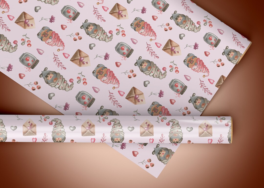 Custom Gonk Valentine Wrapping Paper, Cute Gonk Valentines Day Wrapping