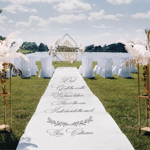 Personalisierte Hochzeit Aisle Runner Dekoration, Ihr Name und Datum auf PVC, Zeremonie, Hochzeitsdeko, Custom, Dad, Vater der Braut Walk