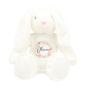 Personalised Bunny Rabbit, New Baby Gift, Customised Plush Soft Toy, Your Name Teddy, Cuddly Toy, Girls and Boys Teddy Baby Shower Gift