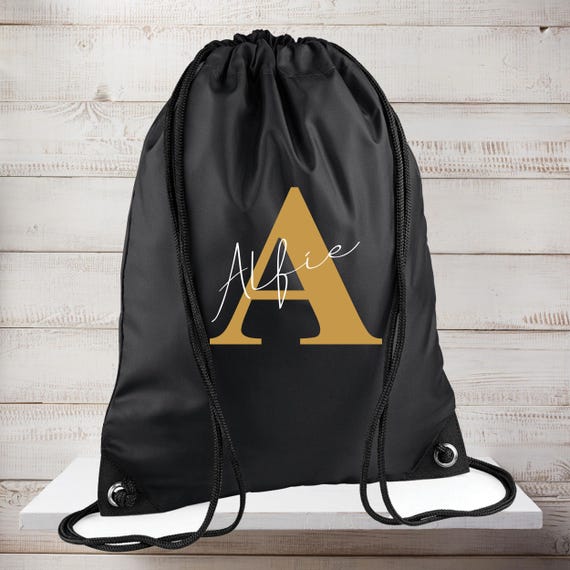 Bolsa de gimnasio personalizada con inicial: mochila impermeable