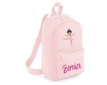 Personalised Ballerina Backpack for Kids, Custom Name Back Pack for Kids Boys Girls, Back to School RuckSack Backpack, Nursery Toddler