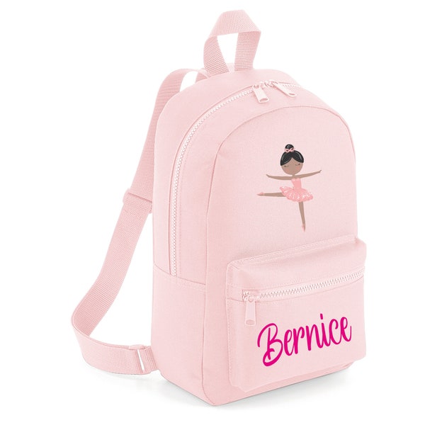 Personalised Ballerina Backpack for Kids, Custom Name Back Pack for Kids Boys Girls, Back to School RuckSack Backpack, Nursery Toddler
