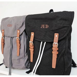 Personalised Canvas Commuter Laptop Backpack, Back to School Bag for College, Graduation Gift, Vintage Laptop Bag, Med School New Grad Gift