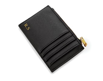 Tarjetero delgado para hombre, personalizado con iniciales, nombre, fecha o palabras, regalo ideal para el Día del Padre de un hijo o hija.
