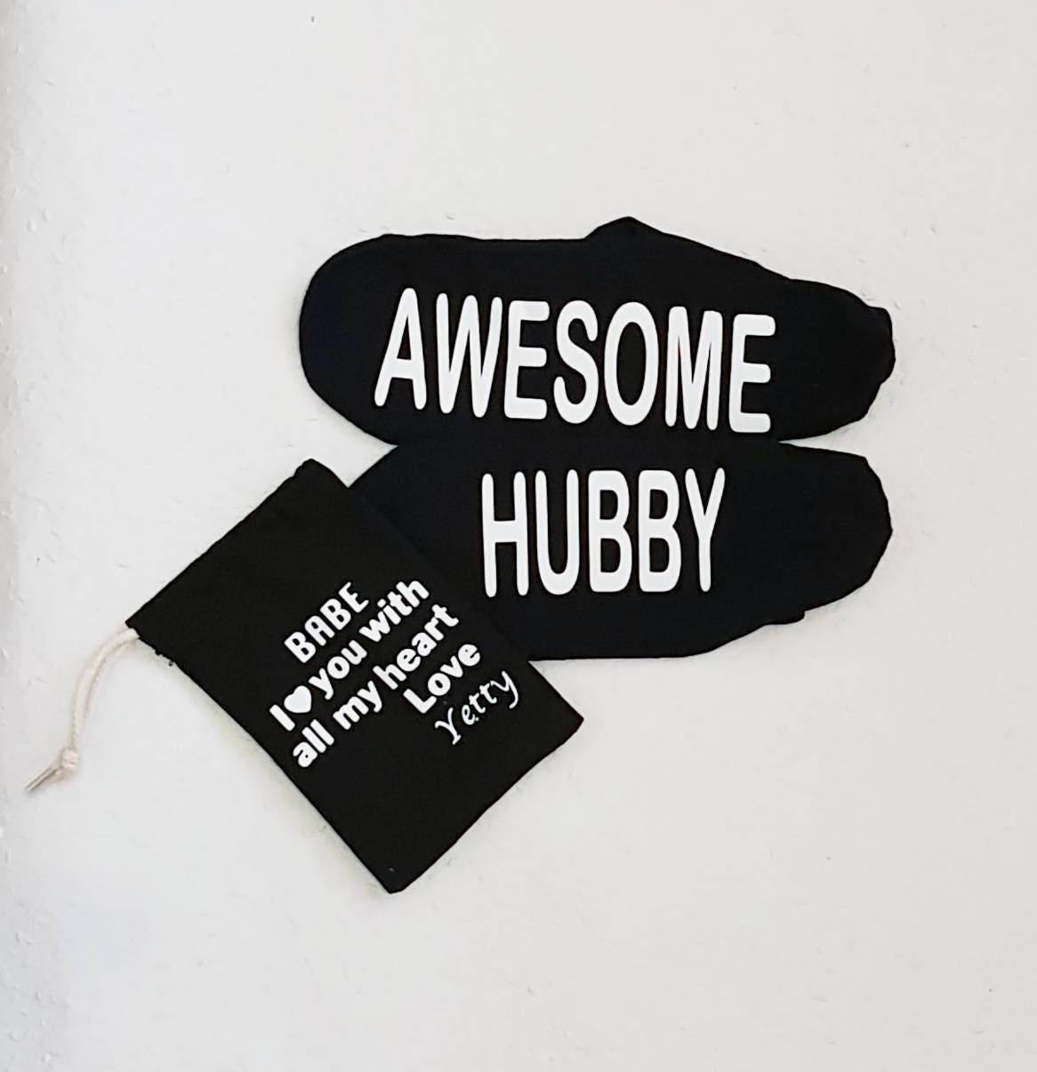 Image of Personalised Men's Socks, Awesome Hubby Valentine Socks, Customised Father's Day Gift, Birthday Gift