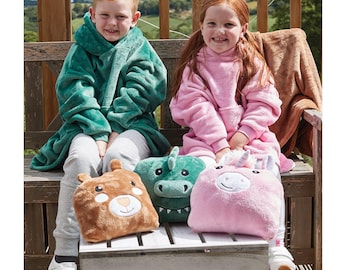 Personalised Kids Oversized Hoodie, Custom Character Fluffy Blanket Fleece Hooded Blanket for Toddlers, Unicorn Blanket Hoodie, Dinosaur
