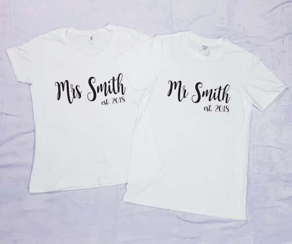 Mr & mrs t shirts personalised Clearance