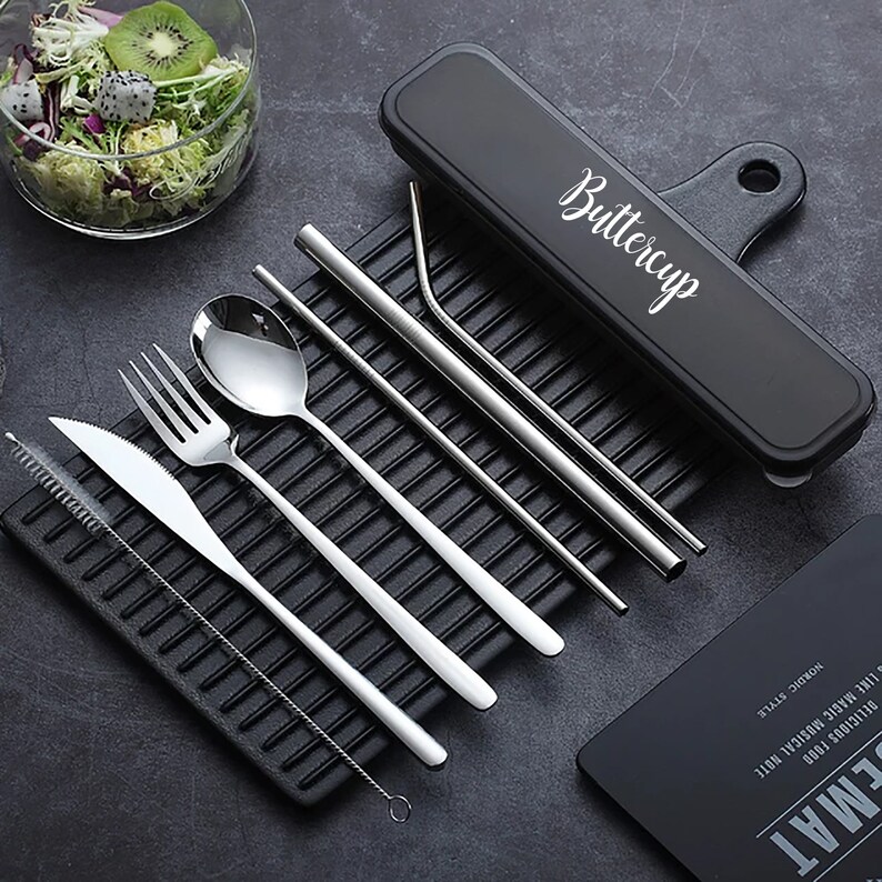 Personalised Adult Cutlery Set with case Reusable Stainless Etsy