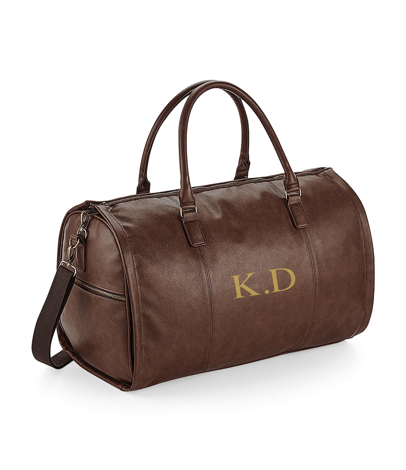 Fathers Day Gift Personalised Leather-Look Holdall Weekend Bag for Men Gift for Dad Christmas Gift for Men Grandad Step Dad Gift Monogram