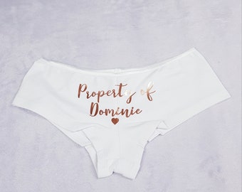 Personalised Bridal Lingerie Custom Name Pants, Property of Mr Pants for Bride, Gift for Bride from Groom Wedding Pants Honeymoon Lingerie
