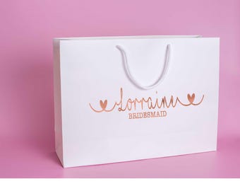 Personalised Bridesmaid Gift Bag, Groomsmen Gift Bag, Bridesmaid Bag, Custom Name Luxury Gift Bag, Happy Birthday Gift Bag, Wedding Gift Bag