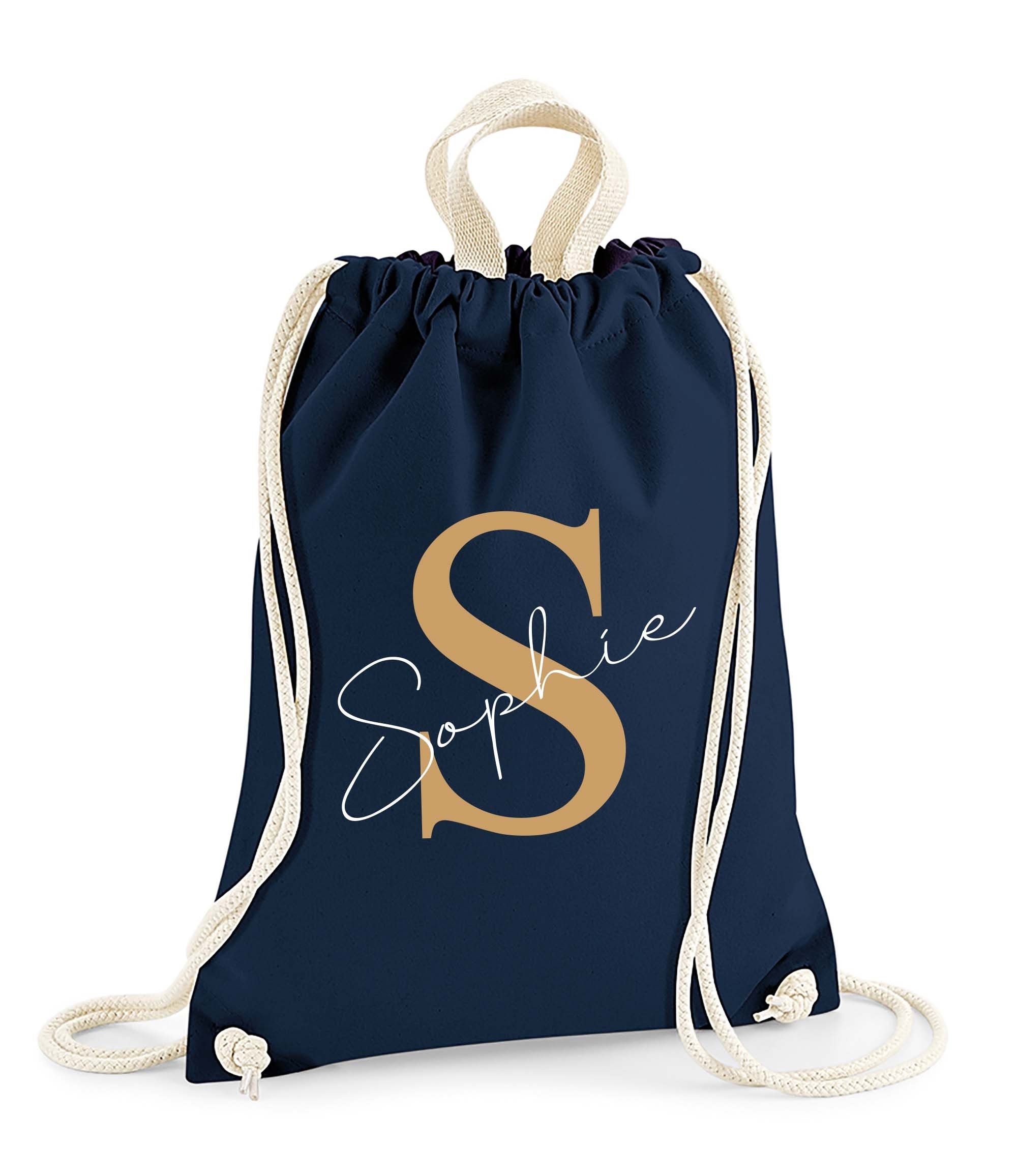 Personalised Drawstring Bag Any Name Floral Design Swimming School Nursery PE 3 