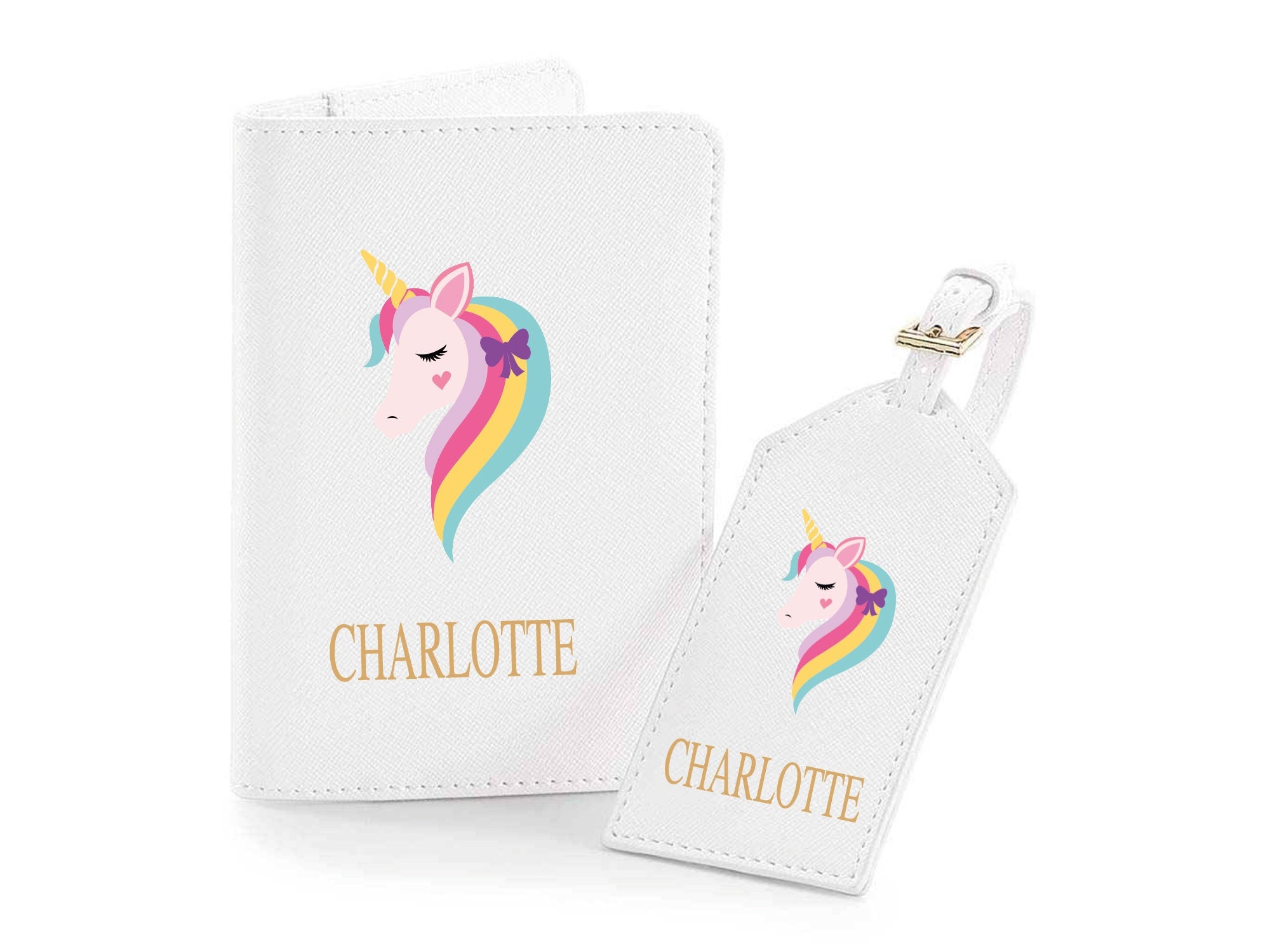 Buy Monogram Passport Cover and Luggage Tag Personalised Unicorn Online in  India 