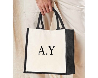 Personalized Jute Lunch Bag: Eco-Friendly Name Tote