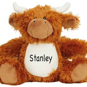 Personalized Highland Cow Plush: Custom Name Teddy Gift