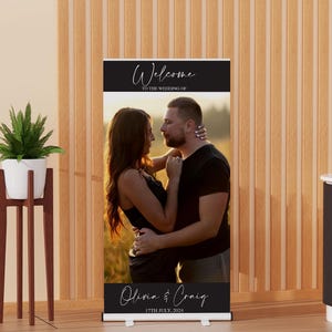 Custom Wedding Retractable Banner: Full Color Print, Stand Included