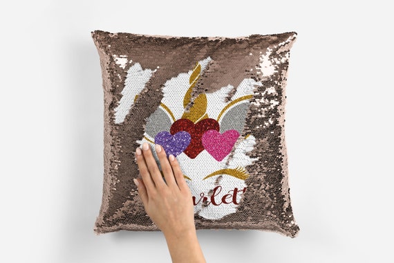 personalised unicorn sequin pillow
