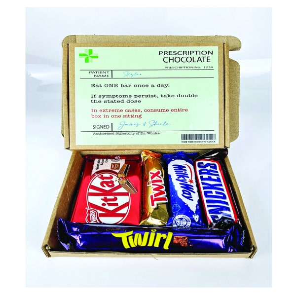 Personalised Get well soon prescription Hug in a box, Letterbox gift Afternoon tea, hamper gift, thank you gift,