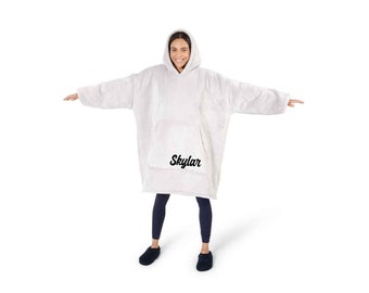 JOYWOO Oversized Wearable Blanket Hoodie – Sherpa & Flannel, Cozy Hooded Sweatshirt With Pockets, Grey - View #2