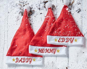 Personalised Santa hat, Family Santa hat, Christmas Gift for the Family, Gift for Him, Gift for Her, Stocking Stuffer Gift