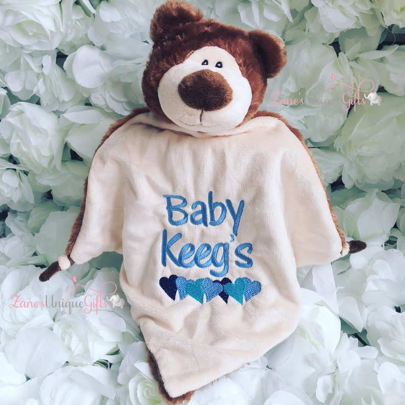 New Baby birth Gift Cubbies BEAR Personalised Baby Comforter snuggle Blanket