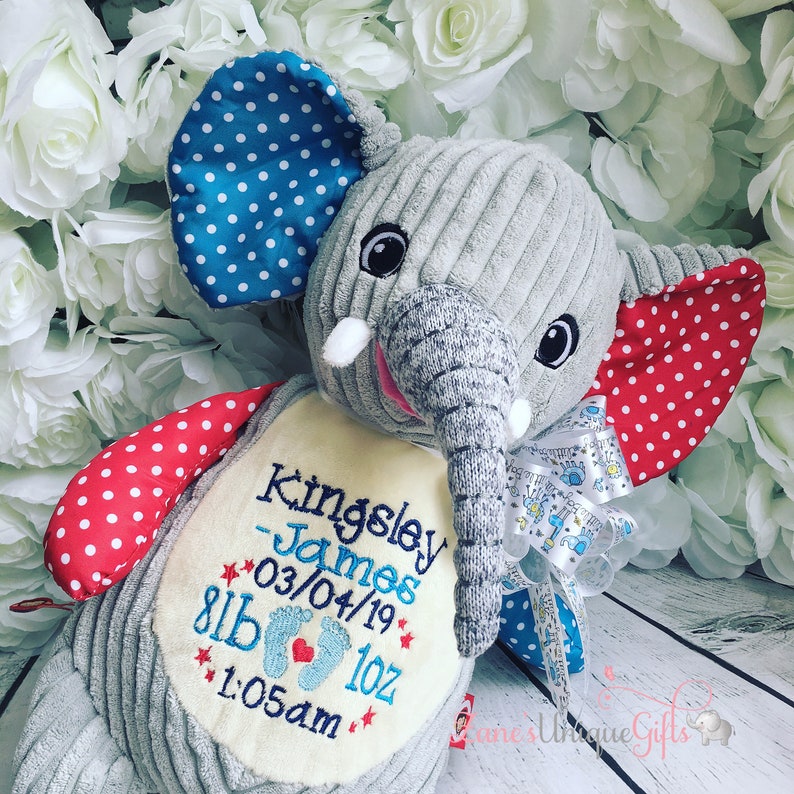 personalised baby elephant teddy