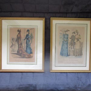 Pair of polychrome engravings, &quot;Journal des demoiselles&quot;, framed, nineteenth century.