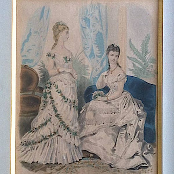 Gravure de mode ancienne "La mode illustrée" du XIXeme siècle