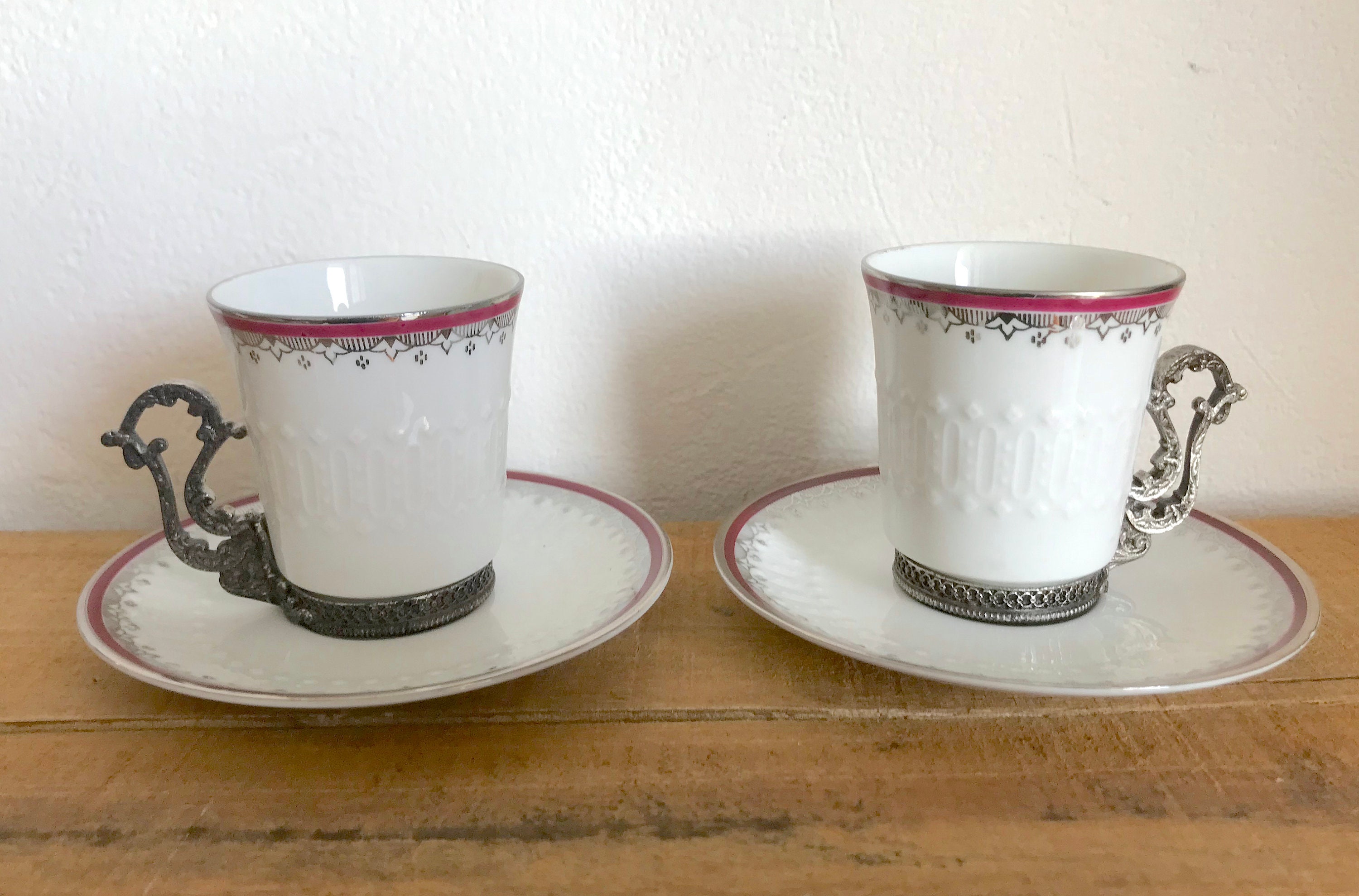 Paire de Tasses Winterling en Porcelaine et Métal