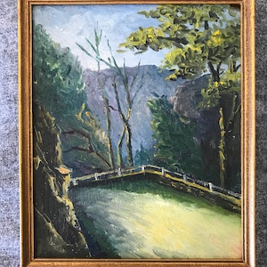 French School, Landscape, oil on panel, framed