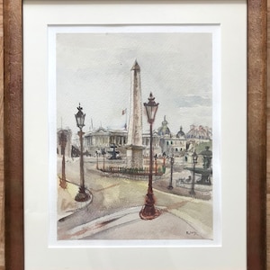 R. JOLY (XXth century), watercolour, PARIS la Concorde, signed and framed