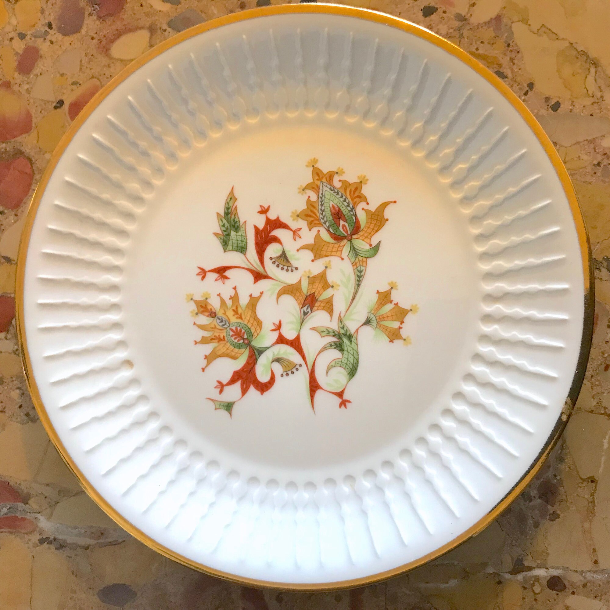 Lot de 4 Assiettes à Dessert Frédéric Deshoulières en Porcelaine Chauvigny