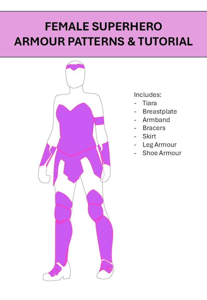 Woman Armor Pattern Female Superhero Foam Armour Patterns and Tutorial - Etsy