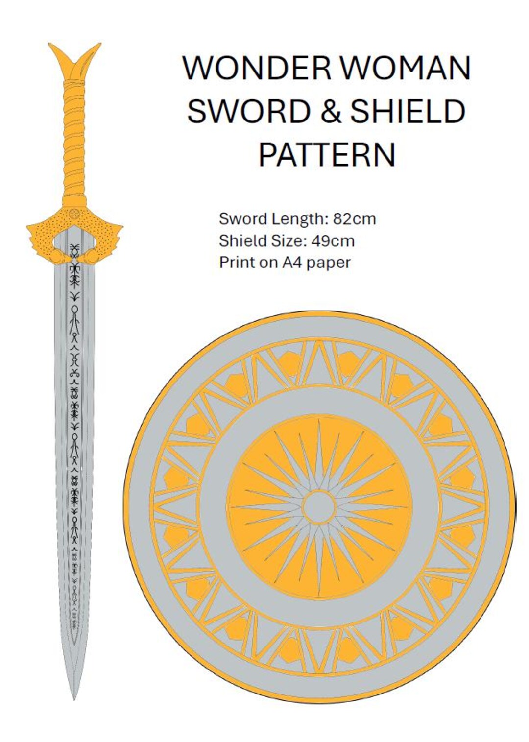 Sw Ord Pattern Wonder Woman Sword & Shield Patterns - Etsy