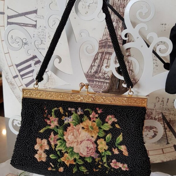 Black Evening Art Deco Sequence Petit Point/Gold Decorative finish
