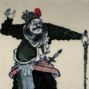 Chinese porcelain polychrome Tile with person and characters, Wu Jinhe, Chaozhou,guandong, china,chinese republic period, 1925, rare