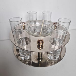 caviar old vodka wodka kaviaar server. vintage, with special kaviar spoon 6 drink shot glasses, bowl and ice compartiment authentic, brass