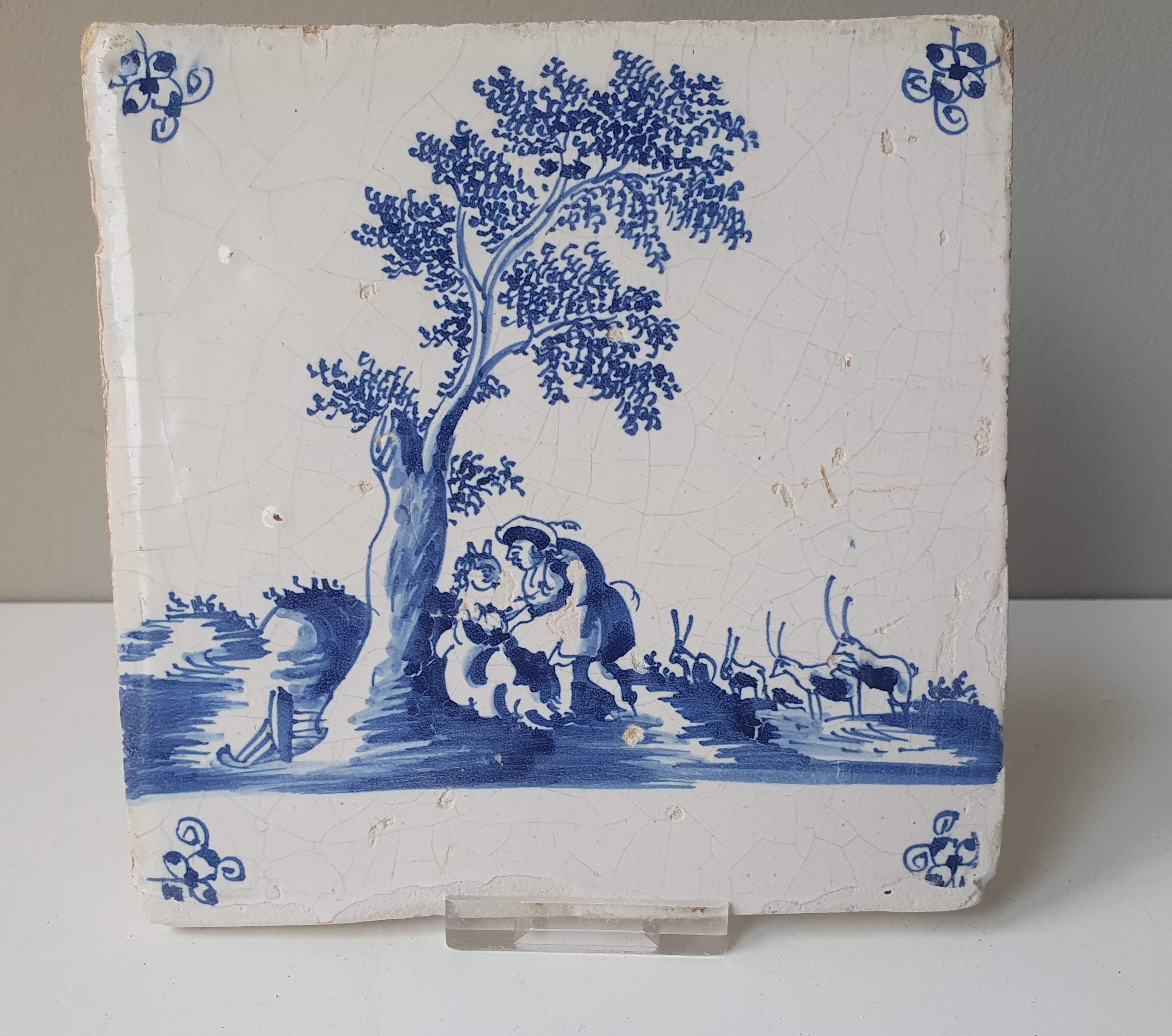 アンティークデルフトタイル、1700年頃、オランダの風景 - Etsy 日本