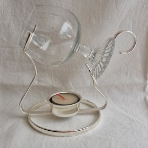 verzilverde cognac brander inclusief cognacglas  h 18 cm glas h 12 cm goede staat, frankrijk, burner