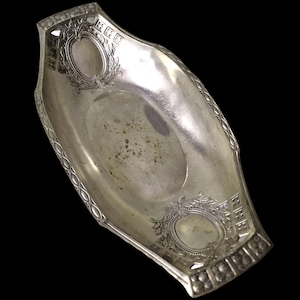 Jugendstil silvered serving tray bowl, marked cbn, germany, ca 1900-1910, tray platter art nouveau