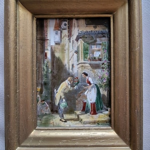 carl spitzweg olie op paneel, ingelijst, naar spitzweg, oil on canvas, after, German artist, klein schilderij, framed painting