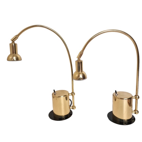 Heinz nEUHAUS DESIGN , Paar Luxe  messing tafellampen midcentury brass  tablelamps, luxury lamps marked
