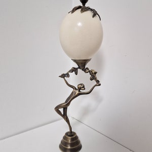ostrich egg bronze figure art nouveau  antique austrian Fauvism, beautiful exclusive authentic ornament AND candleholder